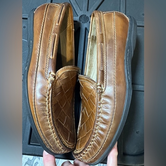 Johnston & Murphy Brown Leather Loafers with Woven Design main image 4